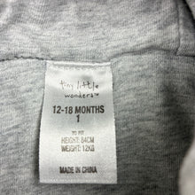 Load image into Gallery viewer, Unisex Tiny Little Wonders, grey zip fleece hooded jacket, GUC, size 1,  