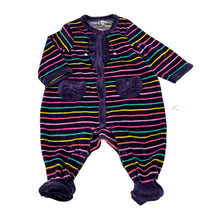 Load image into Gallery viewer, Girls ORCHESTRA, striped velour ruffle coverall, embroidered, GUC, size 000,  