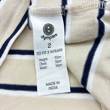 Load image into Gallery viewer, Unisex Dymples, striped organic cotton blend long sleeve t-shirt, GUC, size 2,  
