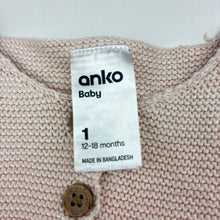 Load image into Gallery viewer, Girls Anko, pink cotton knit cardigan, FUC, size 1,  