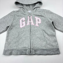 Load image into Gallery viewer, Girls Baby Gap, grey cotton blend zip fleece lined hoodie, embroidered, FUC, size 2,  