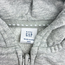 Load image into Gallery viewer, Girls Baby Gap, grey cotton blend zip fleece lined hoodie, embroidered, FUC, size 2,  