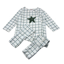 Load image into Gallery viewer, Unisex Cotton On Baby, check stretch organic cotton zip romper, embroidered, FUC, size 0,  