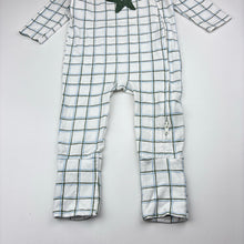 Load image into Gallery viewer, Unisex Cotton On Baby, check stretch organic cotton zip romper, embroidered, FUC, size 0,  