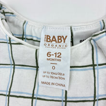 Load image into Gallery viewer, Unisex Cotton On Baby, check stretch organic cotton zip romper, embroidered, FUC, size 0,  
