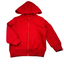 Load image into Gallery viewer, Unisex KID, red cotton blend zip fleece lined hoodie, GUC, size 4,  