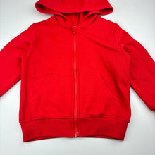 Load image into Gallery viewer, Unisex KID, red cotton blend zip fleece lined hoodie, GUC, size 4,  