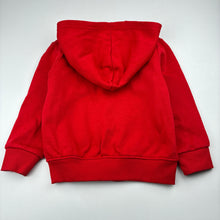 Load image into Gallery viewer, Unisex KID, red cotton blend zip fleece lined hoodie, GUC, size 4,  