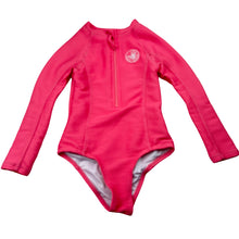 Load image into Gallery viewer, Girls BODY GLOVE, pink ribbed zip rashie suit, embroidered, EUC, size 4,  