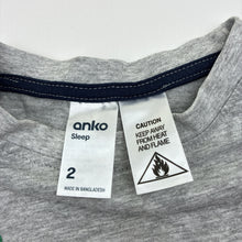 Load image into Gallery viewer, Unisex Anko, grey cotton blend pyjama top, dinosaur, GUC, size 2,  