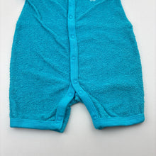 Load image into Gallery viewer, Unisex Dymples, turquoise cotton blend terry romper, embroidered, GUC, size 00,  
