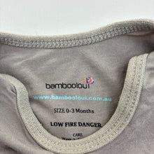 Load image into Gallery viewer, Unisex Bambooloui, grey bamboo blend long sleeve bodysuit, heart, FUC, size 000,  