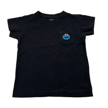 Load image into Gallery viewer, Boys Sesame Street, Cookie Monster black cotton t-shirt, embroidered, GUC, size 3,  