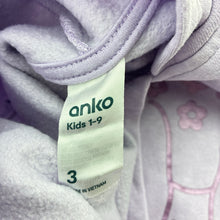 Load image into Gallery viewer, Girls Anko, purple cotton blend fleece lined hoodie, dinosaur, GUC, size 3,  