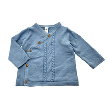 Load image into Gallery viewer, Unisex Dymples, blue cotton cable knit cardigan, FUC, size 000,  