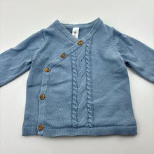 Load image into Gallery viewer, Unisex Dymples, blue cotton cable knit cardigan, FUC, size 000,  