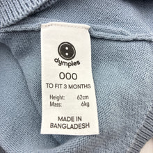 Load image into Gallery viewer, Unisex Dymples, blue cotton cable knit cardigan, FUC, size 000,  
