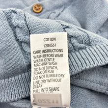 Load image into Gallery viewer, Unisex Dymples, blue cotton cable knit cardigan, FUC, size 000,  