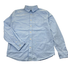 Load image into Gallery viewer, Unisex Mango, blue cotton long sleeve shirt, mark back left sleeve, FUC, size 10,  