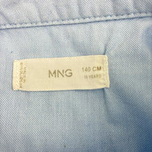 Load image into Gallery viewer, Unisex Mango, blue cotton long sleeve shirt, mark back left sleeve, FUC, size 10,  