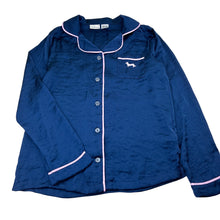 Load image into Gallery viewer, Girls Peter Alexander, navy lightweight pyjama top, embroidered, EUC, size 12,  