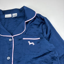 Load image into Gallery viewer, Girls Peter Alexander, navy lightweight pyjama top, embroidered, EUC, size 12,  