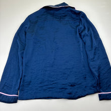 Load image into Gallery viewer, Girls Peter Alexander, navy lightweight pyjama top, embroidered, EUC, size 12,  