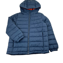 Load image into Gallery viewer, Unisex Next, navy zip hooded puffer jacket, EUC, size 7,  