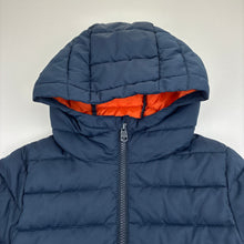 Load image into Gallery viewer, Unisex Next, navy zip hooded puffer jacket, EUC, size 7,  
