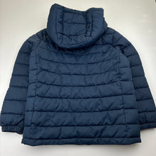 Load image into Gallery viewer, Unisex Next, navy zip hooded puffer jacket, EUC, size 7,  