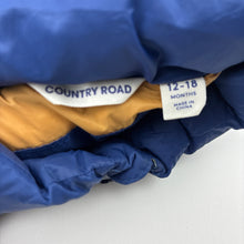 Load image into Gallery viewer, Unisex Country Road, blue zip hooded puffer vest, GUC, size 1,  