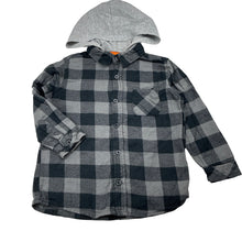 Load image into Gallery viewer, Boys Tilt, check flannel cotton blend hooded long sleeve shirt, GUC, size 3,  
