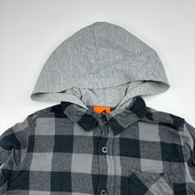 Load image into Gallery viewer, Boys Tilt, check flannel cotton blend hooded long sleeve shirt, GUC, size 3,  