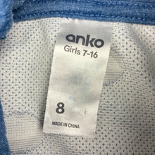 Load image into Gallery viewer, Girls Anko, blue zip hoodie, circle motif, wash fade, pilling, FUC, size 8,  