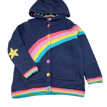Load image into Gallery viewer, Girls BOPSTER &amp; mimi, thick cotton knit hooded cardigan, rainbow, FUC, size 5,  
