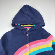 Load image into Gallery viewer, Girls BOPSTER &amp; mimi, thick cotton knit hooded cardigan, rainbow, FUC, size 5,  