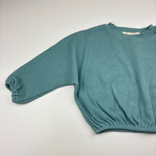 Load image into Gallery viewer, Girls KAHU COLLECTIVE, teal cotton ribbed long sleeve top, GUC, size 2,  
