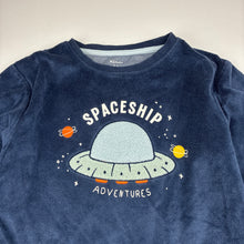 Load image into Gallery viewer, Unisex KIABI, navy velour pyjama top, UFO, wash fade, FUC, size 8,  
