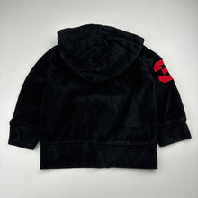 Load image into Gallery viewer, Unisex Money Baby, black velour zip hooded polo sweater,, GUC, size 2,  