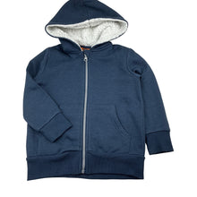Load image into Gallery viewer, Boys Tilt, navy zip hooded fleece lined sweater, pilling, FUC, size 4,  