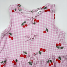 Load image into Gallery viewer, Girls Anko, check cotton ruffle top, embroidered, cherries, FUC, size 3,  