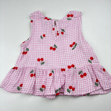 Load image into Gallery viewer, Girls Anko, check cotton ruffle top, embroidered, cherries, FUC, size 3,  
