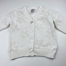 Load image into Gallery viewer, Unisex Anko, cream knit cotton pointelle cardigan, GUC, size 3,  