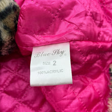 Load image into Gallery viewer, Girls Blue Sky, faux fur jacket, leopard print, GUC, size 2,  