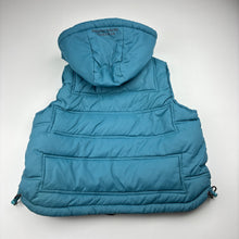 Load image into Gallery viewer, Unisex E·BASICS, turquoise zip fleece lined hooded puffer vest, GUC, size 5,  