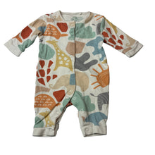 Load image into Gallery viewer, Unisex Next, animal print cotton romper, safari animals, EUC, size 000,  