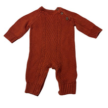 Load image into Gallery viewer, Unisex Baby Berry, rust cotton sweater knit romper, EUC, size 000,  