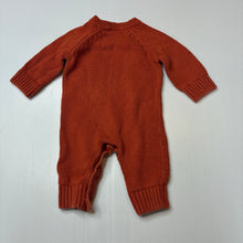 Load image into Gallery viewer, Unisex Baby Berry, rust cotton sweater knit romper, EUC, size 000,  