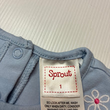Load image into Gallery viewer, Girls Sprout, blue stretch cotton top, embroidered, EUC, size 1,  