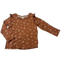 Load image into Gallery viewer, Girls Dymples, rust organic cotton ruffle long sleeve t-shirt, butterfly, EUC, size 2,  